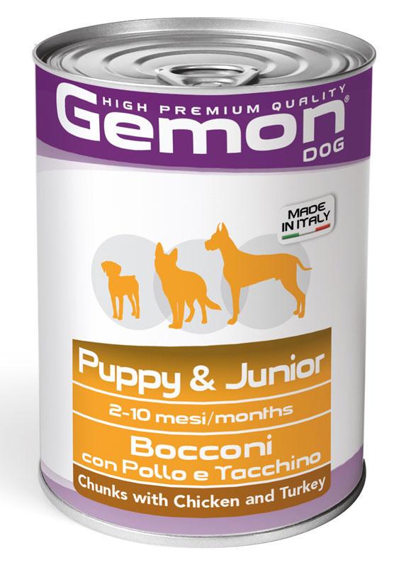 Корм для собак Gemon dog wet Puppy&Junior Курка та індичкою 415 г (8009470387866)