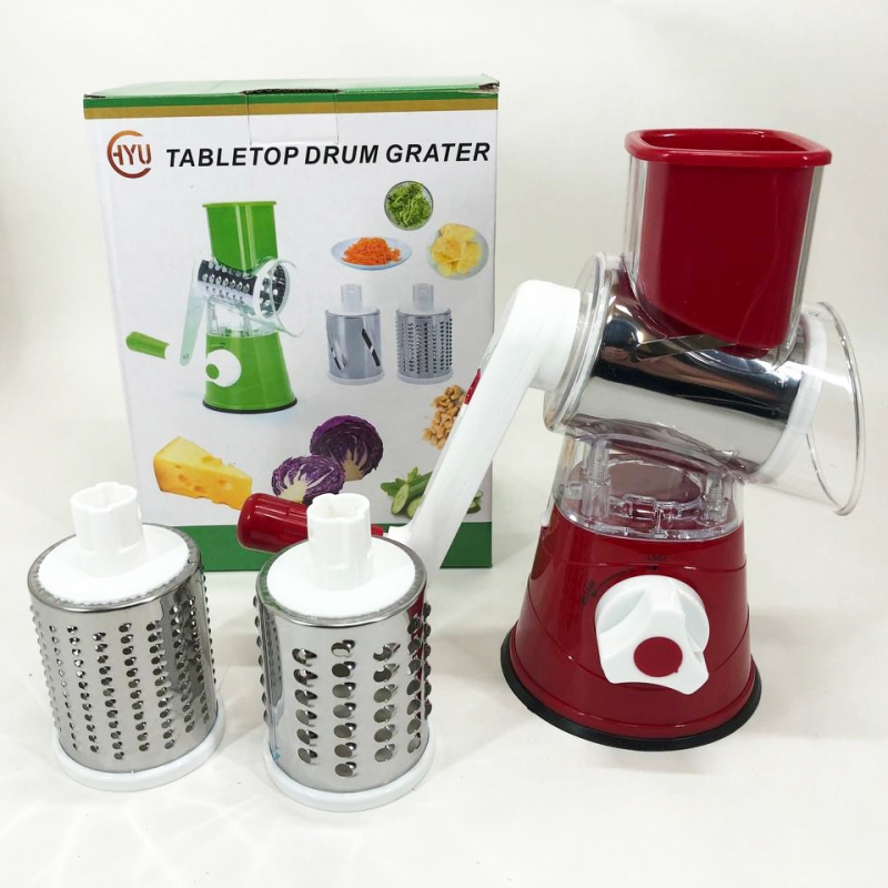 Овочерізка Tabletop Drum Grater Kitchen Master 3 насадки Red (tf5726) - фото 13 Овочерізка Tabletop Drum Grater Kitchen Master 3 насадки Red (tf5726) - фото 13