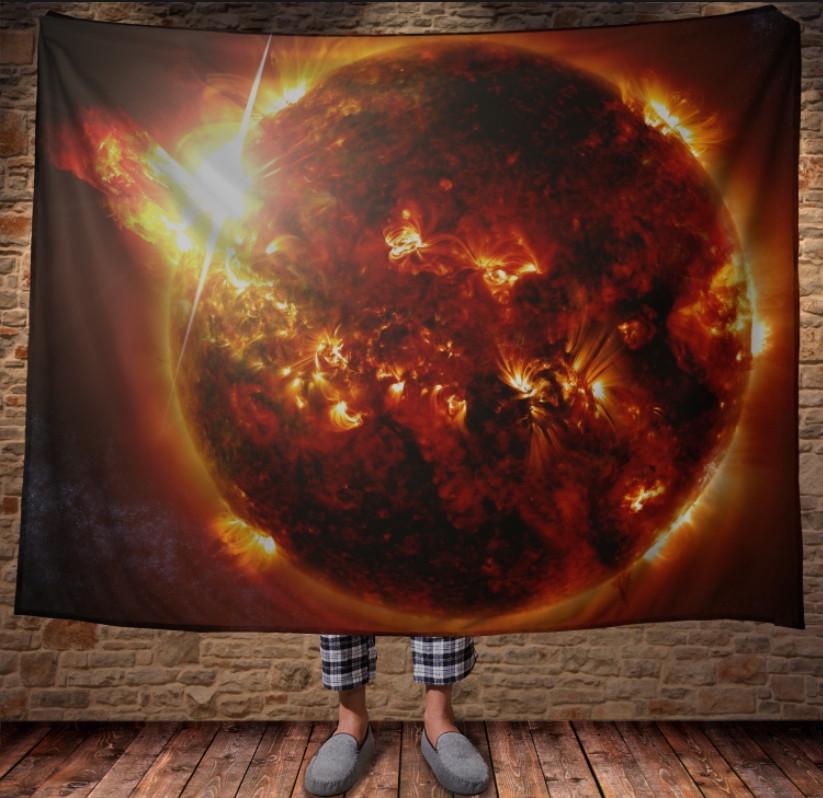 Плед з 3D принтом Метеорит Вогняна планета 150x200 см (epi_1696)