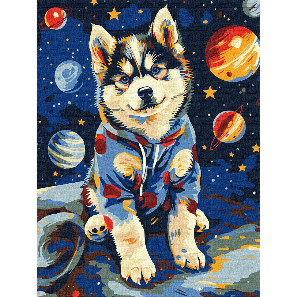 Картина за номерами Ideyka Космічний хаскі KHO6645 30x40 см (RLT50645)