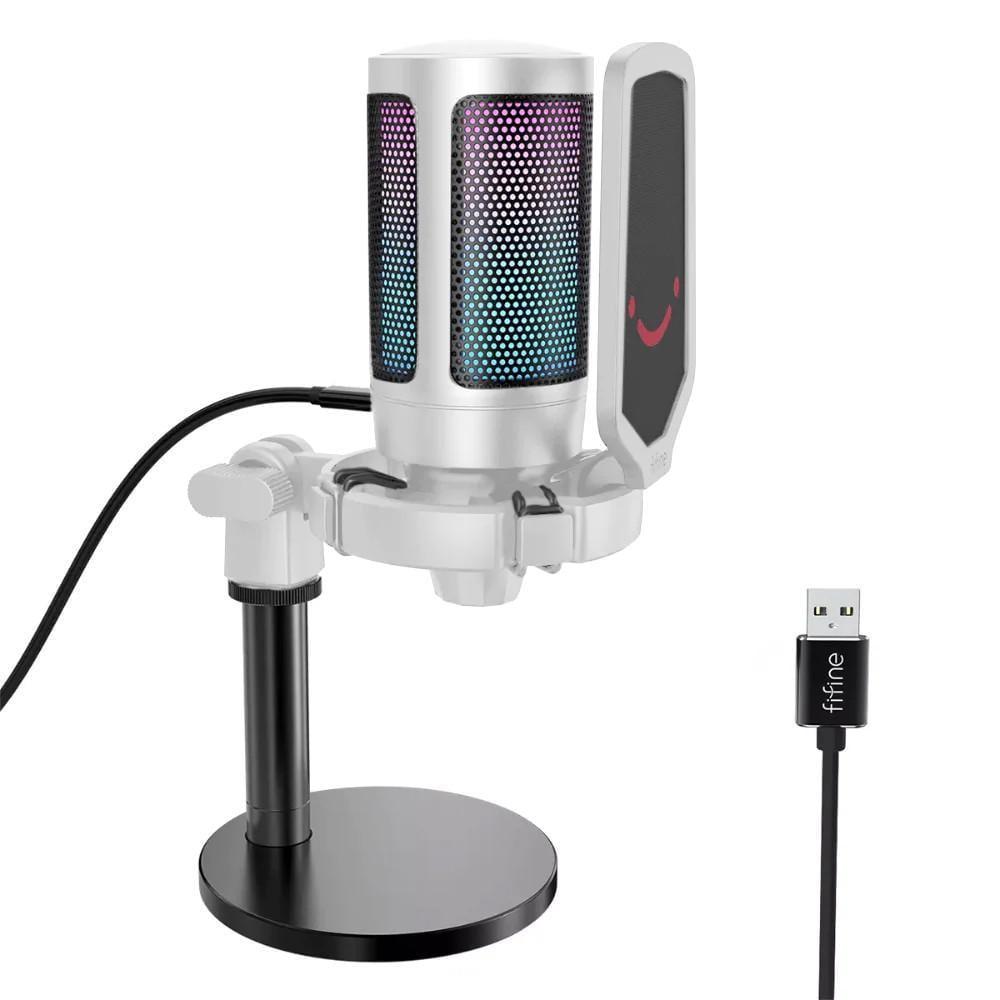 Микрофон конденсаторный игровой FIFINE A6W RGB Ampligame с поп-фильтром Белый (2063273349)