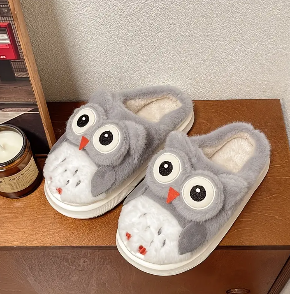 Тапочки женские Сова домашние милые и мягкие р. 38-39 Серый - фото 1