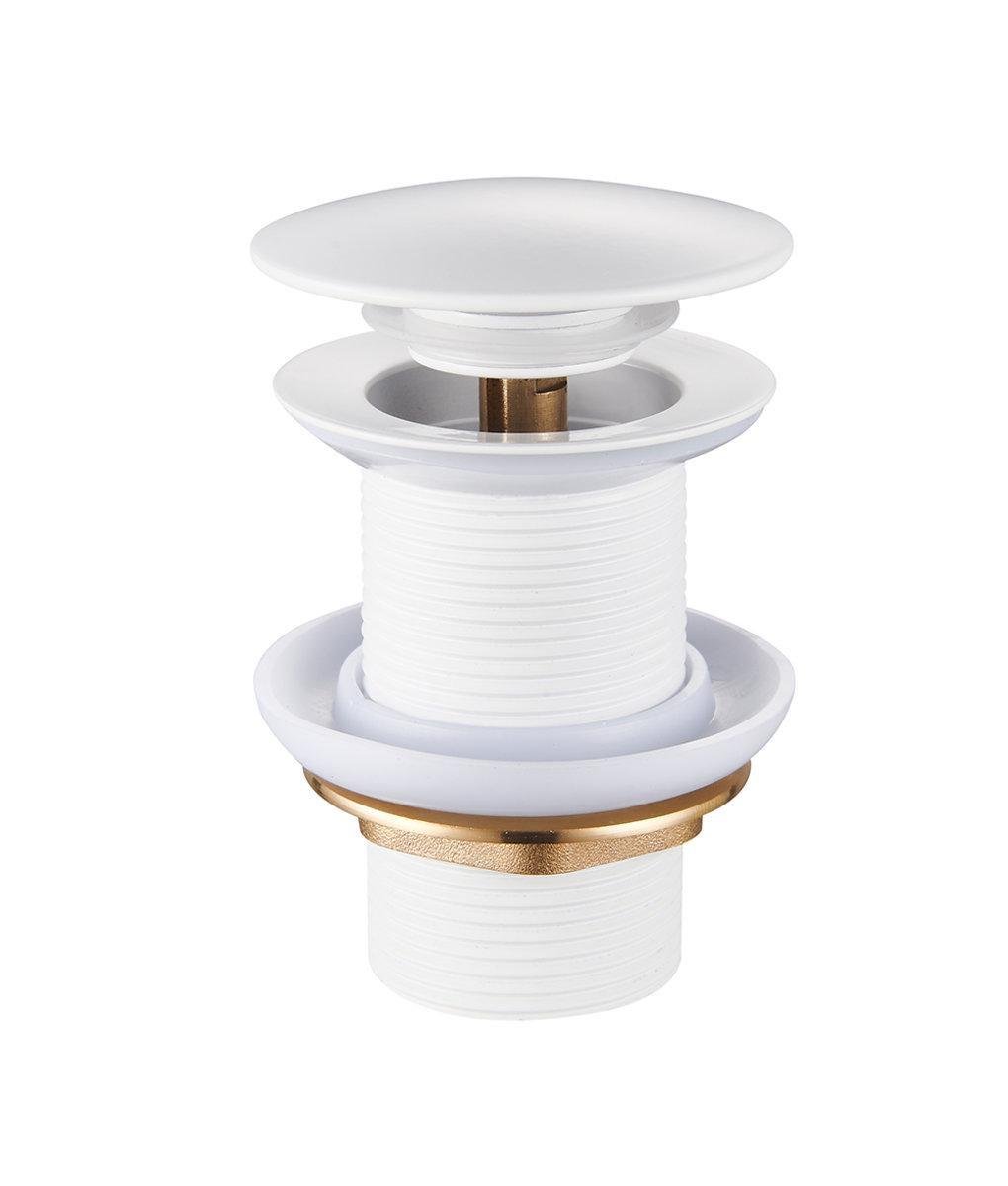 Клапан донный для раковины Perla Click-Clack латунь Белый (PUD-PSA2101W)