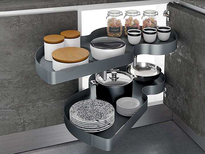 Механизм combi's в угловой модуль INOXA Helios 846BH/SX левый ардезия 2 полки 850 мм (104540)