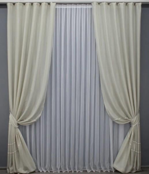 Комплект штор из льна 1,5х2,9 м 2 шт. Светло-бежевый (1380ш)