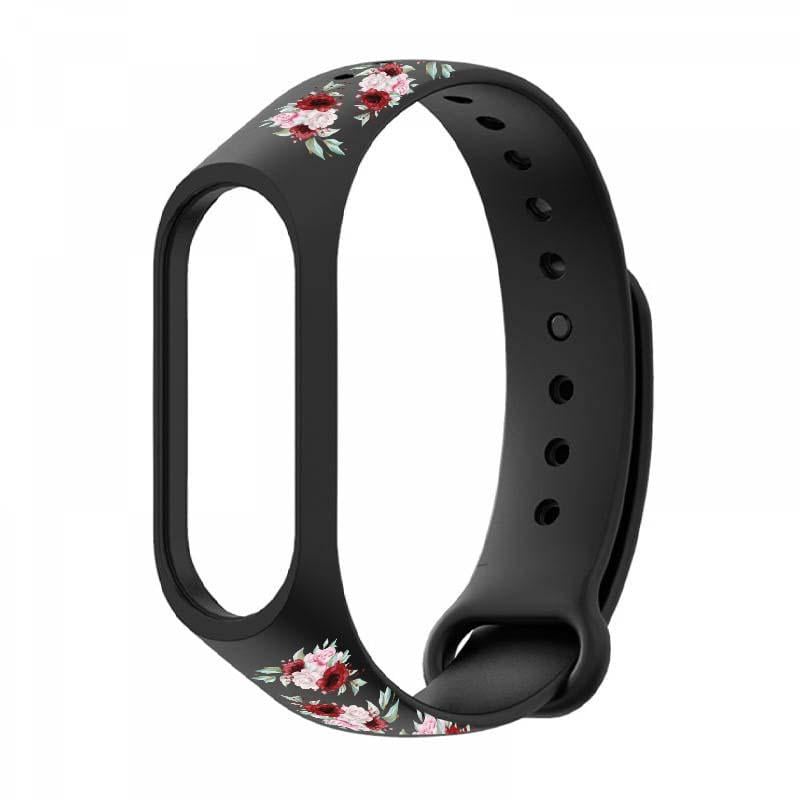 Силиконовый ремешок для Xiaomi Mi Band 3/4 с дизайнерским принтом "Пионы" (9582676) - фото 2