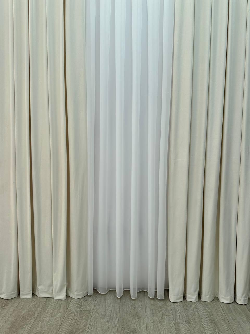 Штора велюрова на тасьмі 6 см 250x280 см Молочний (6319-N1-Т43) - фото 6