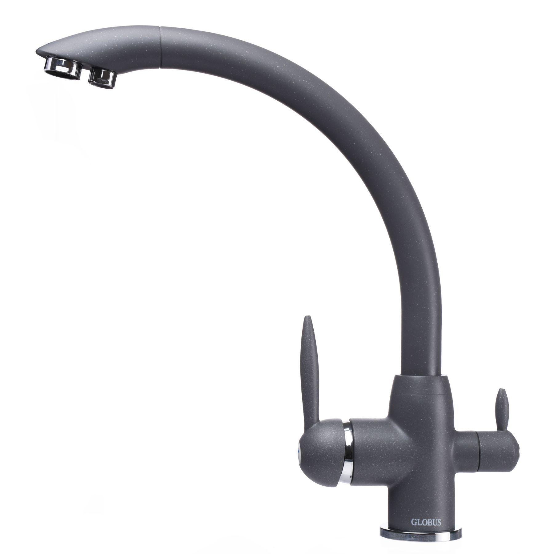 Смеситель для кухни Globus Lux GLLR-0777-3-TITANIUM 000019243 на две воды Серый (108526)