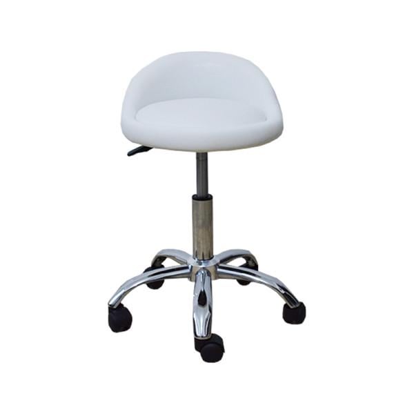 Стілець на колесах Рондо зі спинкою кругле Білий