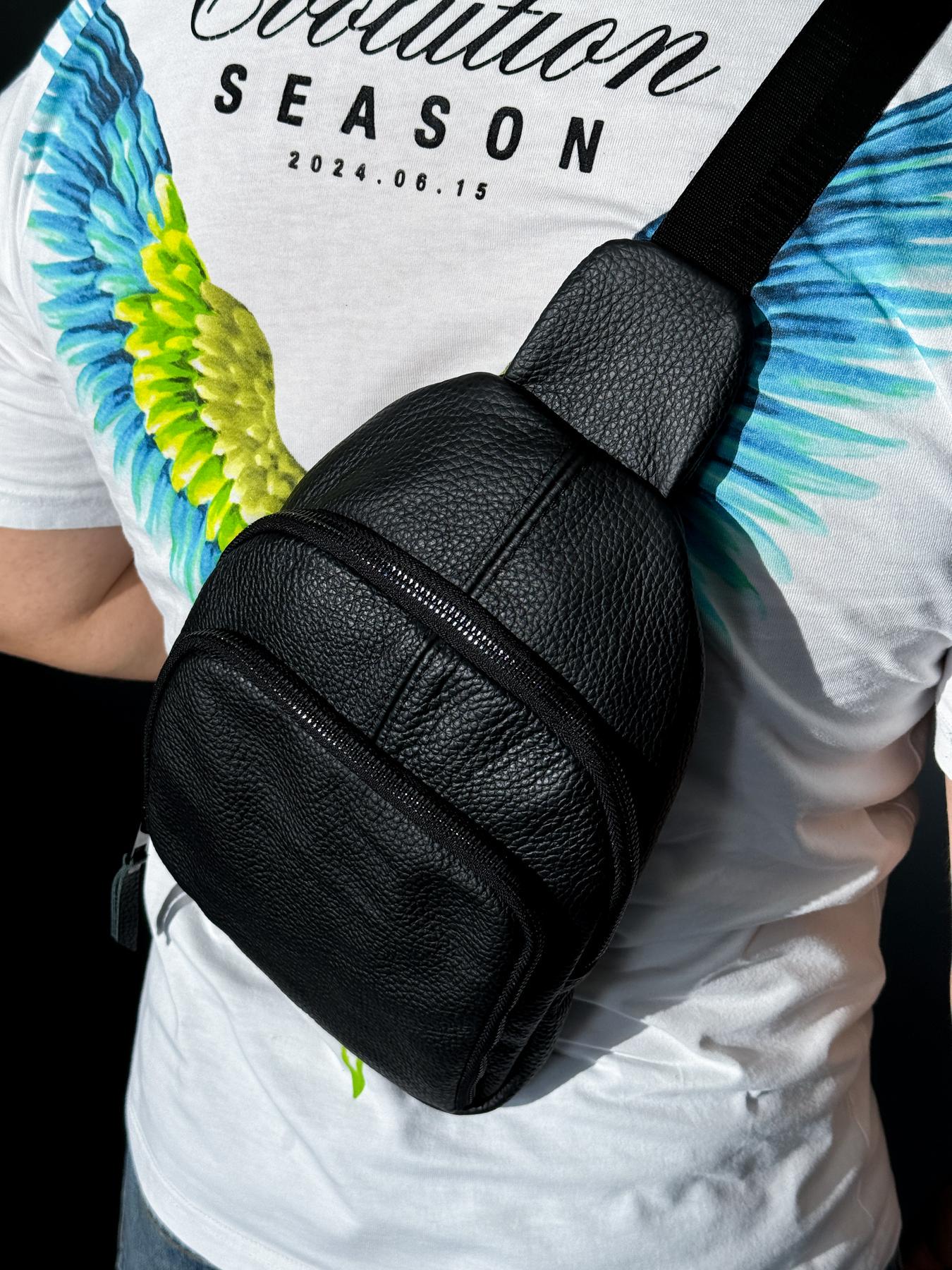 Сумка-слинг через плечо SKILL из натуральной кожи Черный (SKL-019)