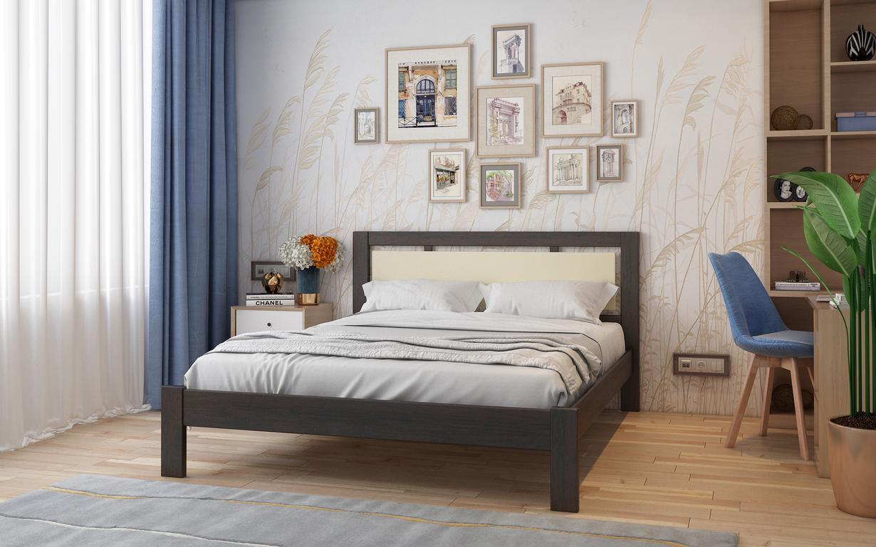 Кровать двуспальная STEMMA Прайм из натурального дерева сосна 180x200 см Венге/Айвори (52197)