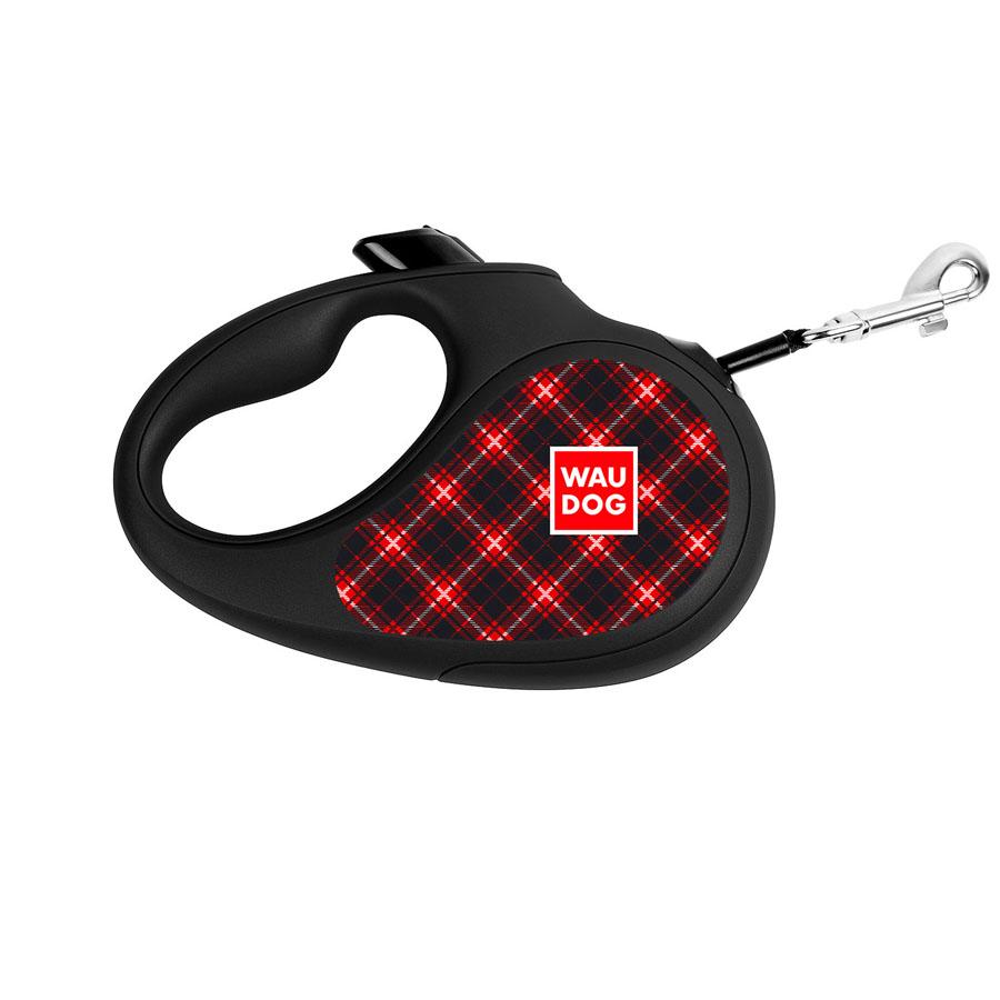 Поводок-рулетка для собак Waudog R-leash Шотландка светоотражающая лента L до 50 кг 5 м Black (8126-0098-01)