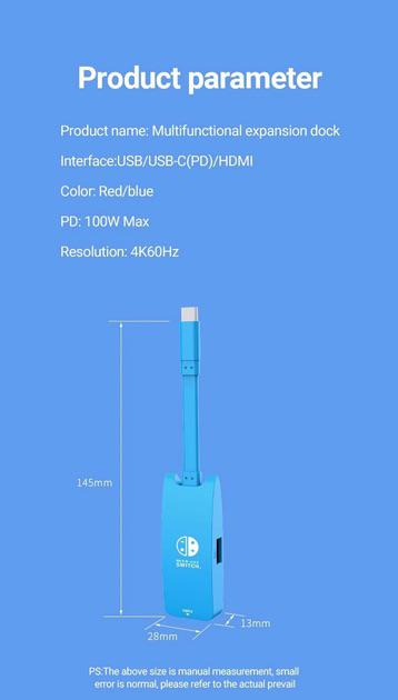 Хаб адаптер 4K HDTV для ТВ/Macbook/Nintendo Switch/Android/iPad/ПК Голубой - фото 4