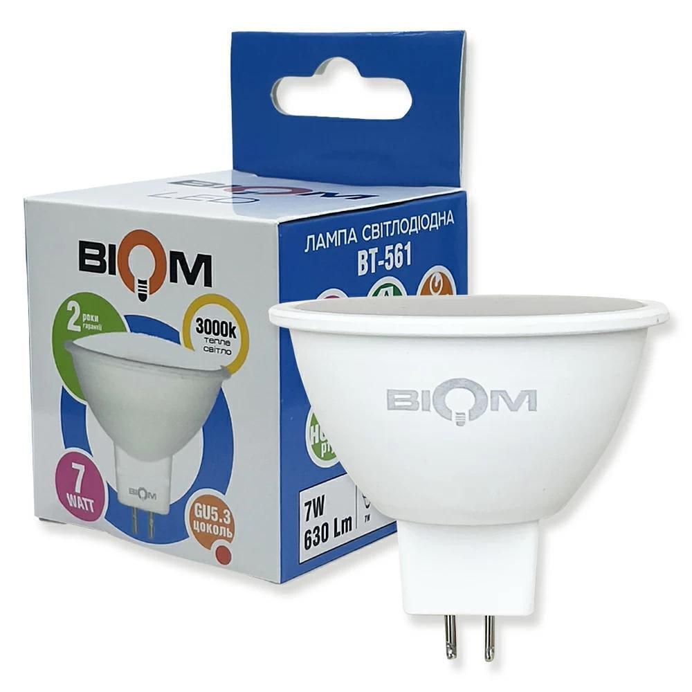 Світлодіодна лампа матова Biom BT-561 MR16 7W GU5.3 3000К (27830264)