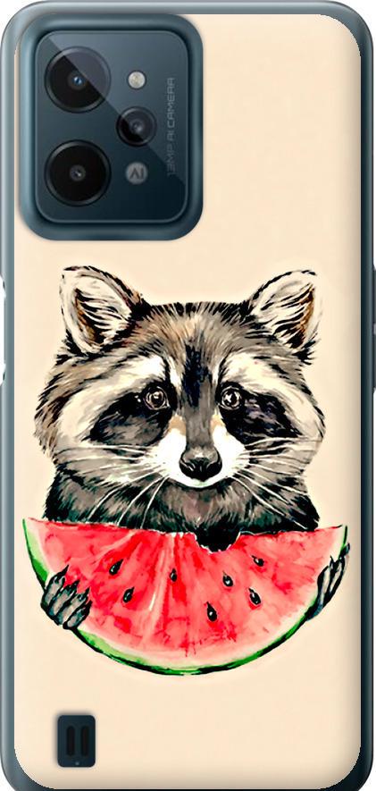 Чехол на Realme C31 Енотик с арбузом (4605u-2593-42517)