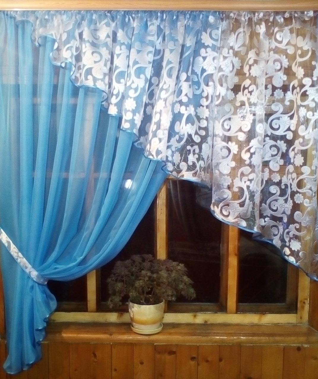 Шторы Анжелика вензель левая Синий (1227978534) - фото 2 Шторы Анжелика вензель левая Синий (1227978534) - фото 2