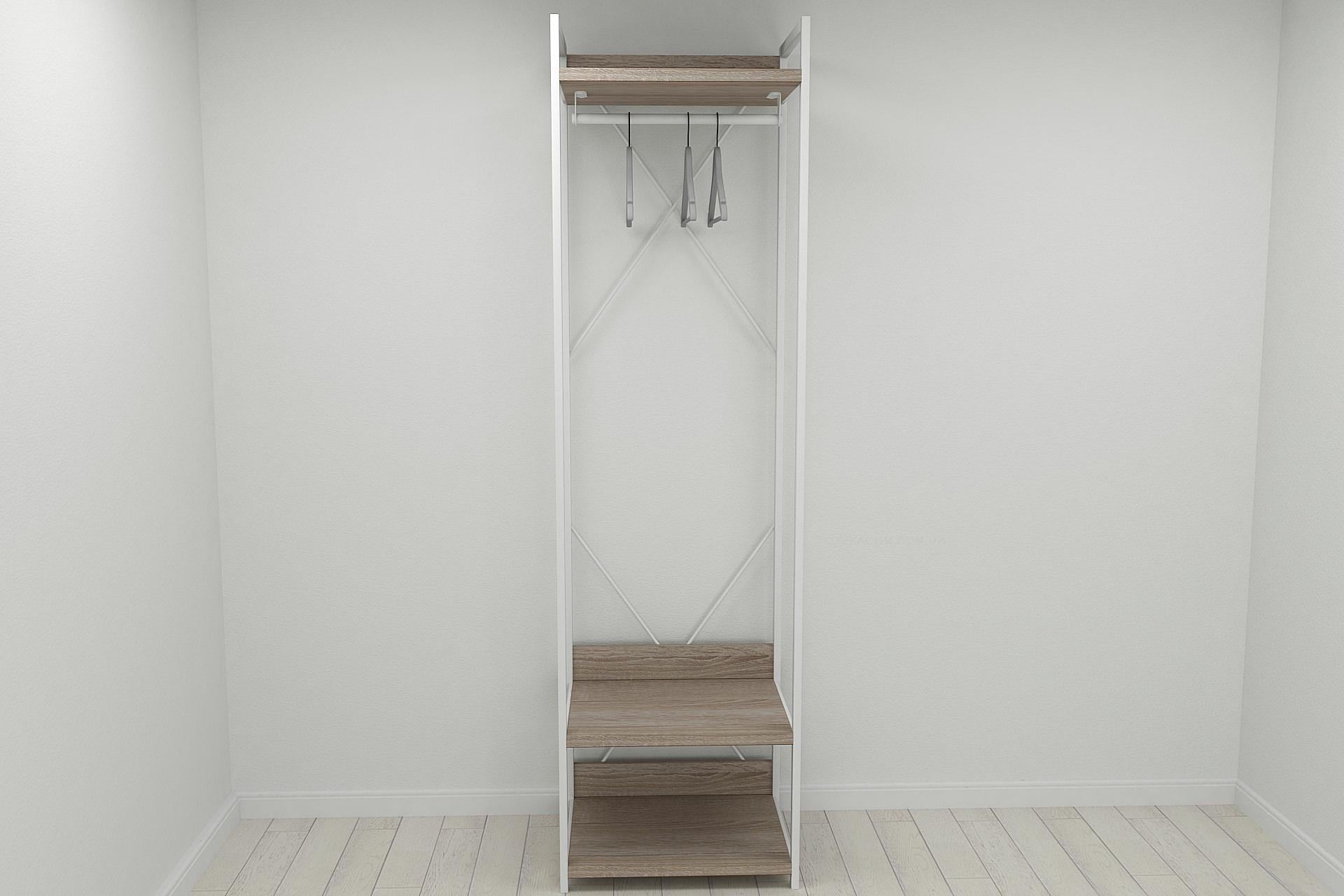 Шкаф гардероб уни секция 1 серии Конект Ferrum-decor 220x60x50 см металл Белый/ДСП Дуб Сонома Трюфель (SHG019)