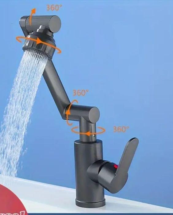 Змішувач для раковини поворотний складаний Water Tap Графітовий - фото 12