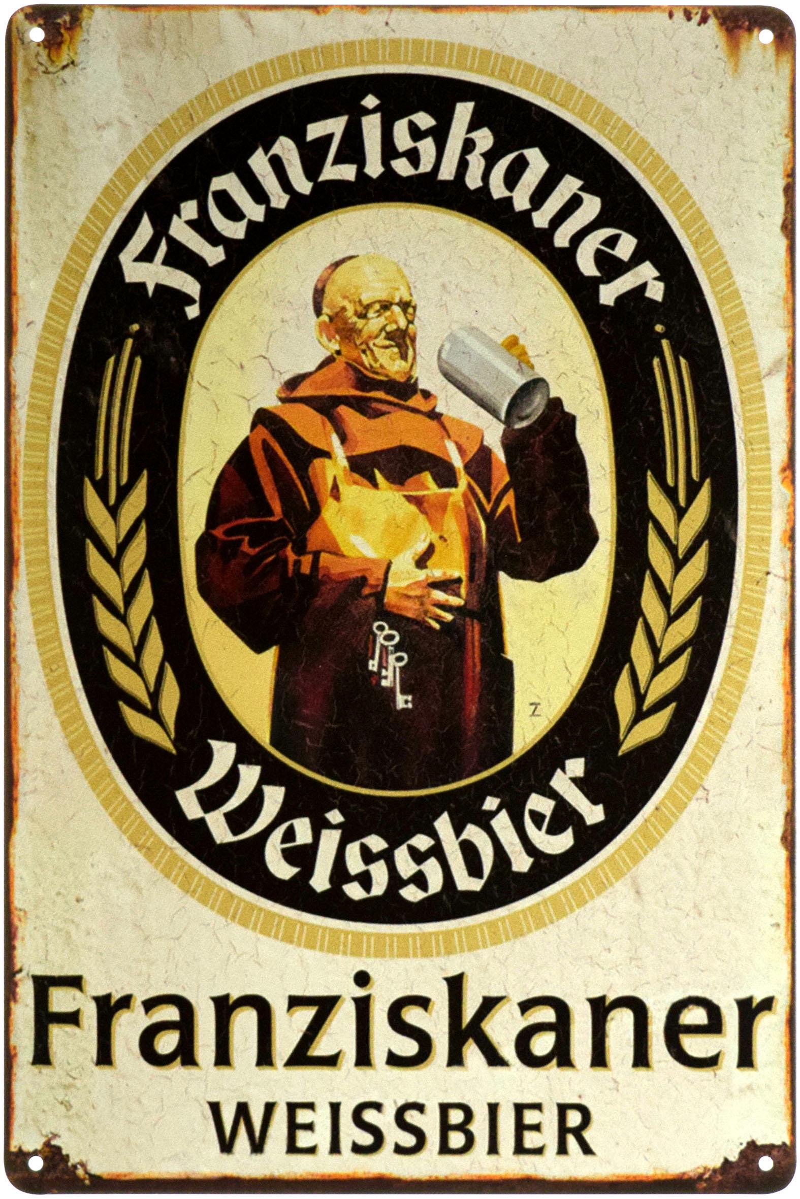 Табличка металлическая Пиво Franziskaner Weissbier 20x30 см