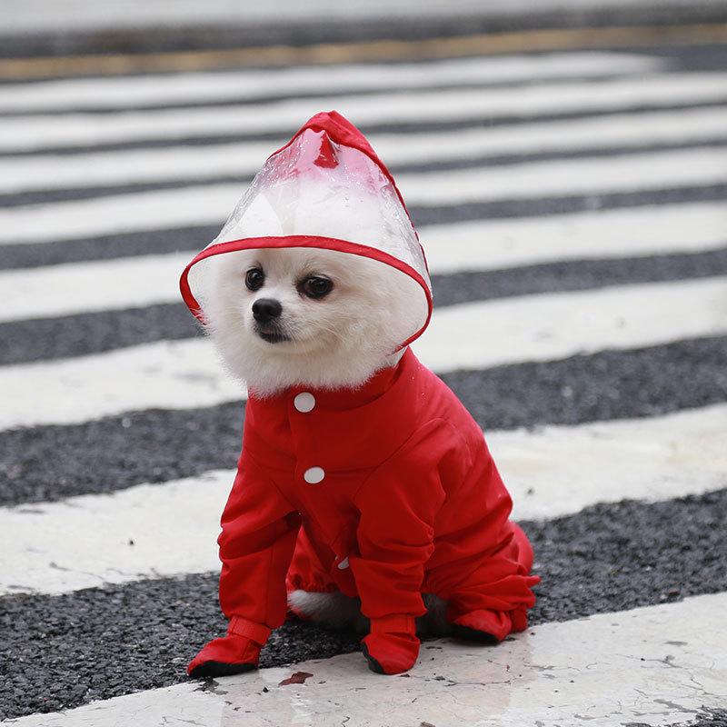 Дождевик цельный с капюшоном для собак S 25x36 см Красный (00000008311)