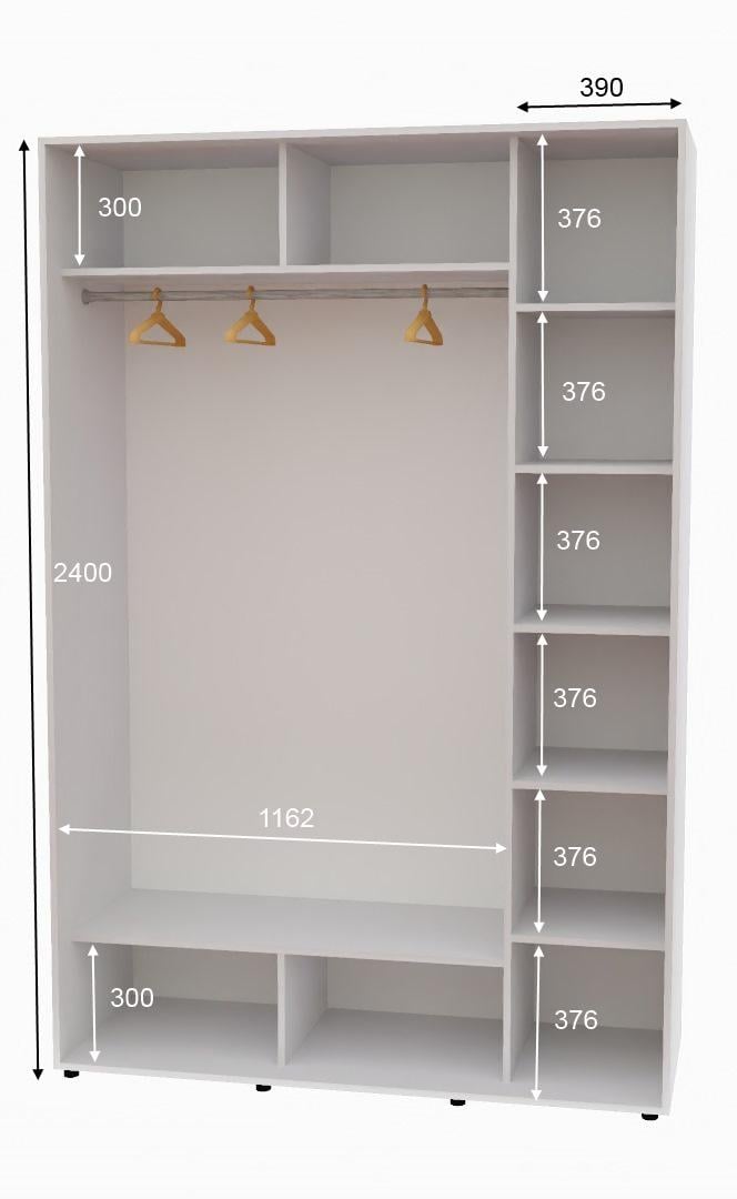 Шафа-купе дводверна Алекса ДСП 160х60х240 см Білий - фото 2 Шафа-купе дводверна Алекса ДСП 160х60х240 см Білий - фото 2