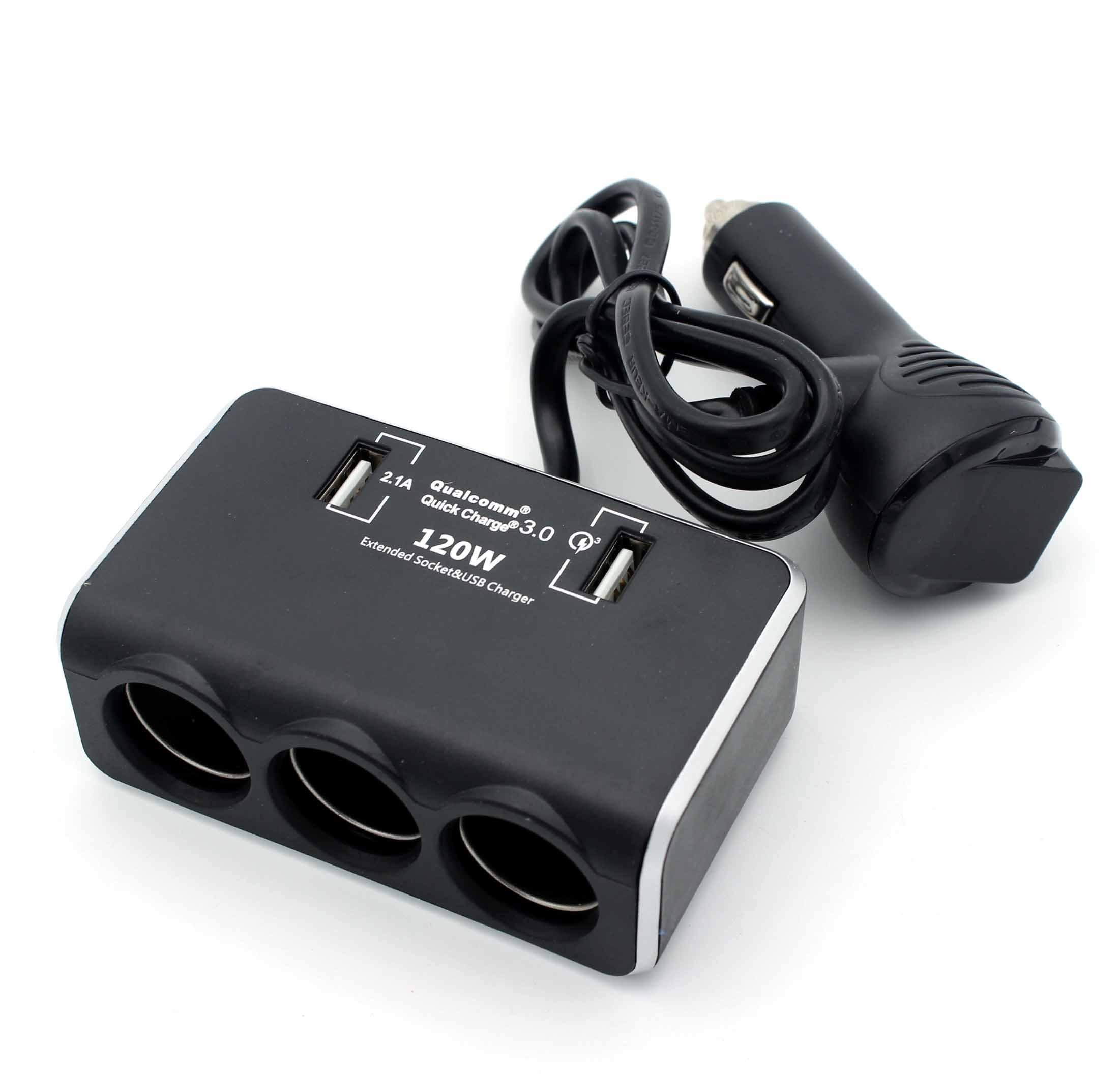 Разветвитель в прикуриватель Olesson 1639 3 порта 13,6 V + 2 USB (t264) - фото 1