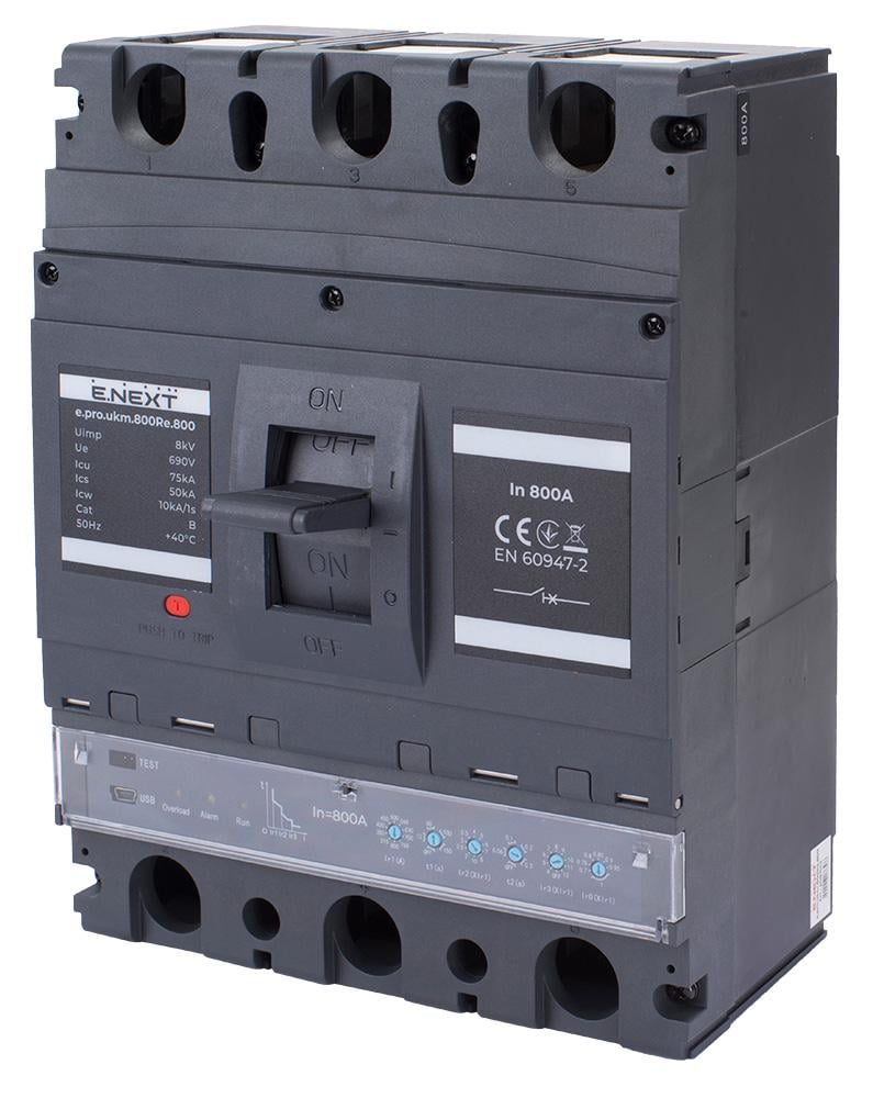 Автоматичний вимикач E.NEXT e.pro.ukm.800Re.800 3P 800А 50кА з електронним розчіплювачем (p087013)