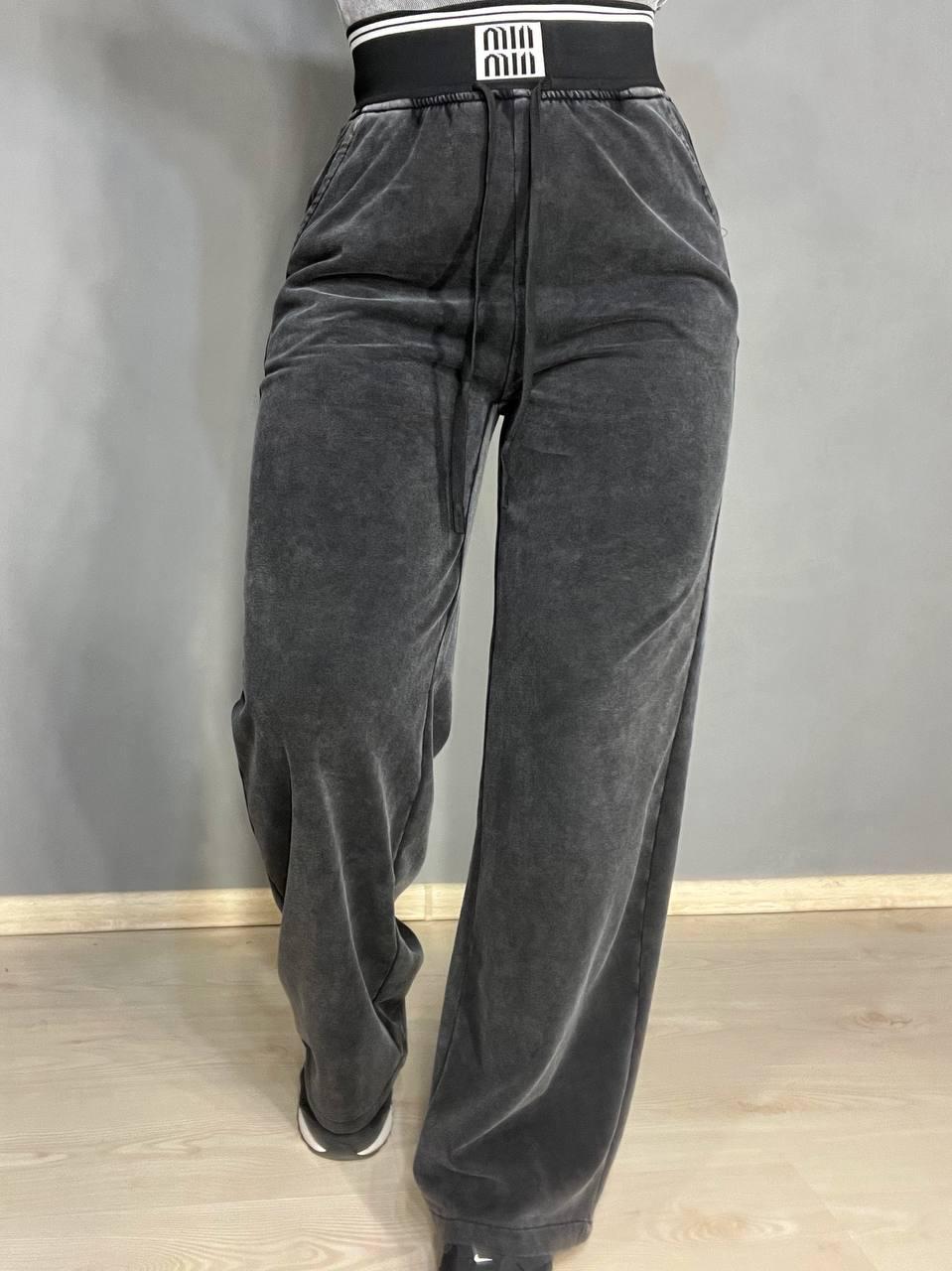 Брюки женские Yimeite 512 палаццо широкие трикотажные вареные тай-дай талия на резинке р. 29 Черный (3890) - фото 5 Брюки женские Yimeite 512 палаццо широкие трикотажные вареные тай-дай талия на резинке р. 29 Черный (3890) - фото 5