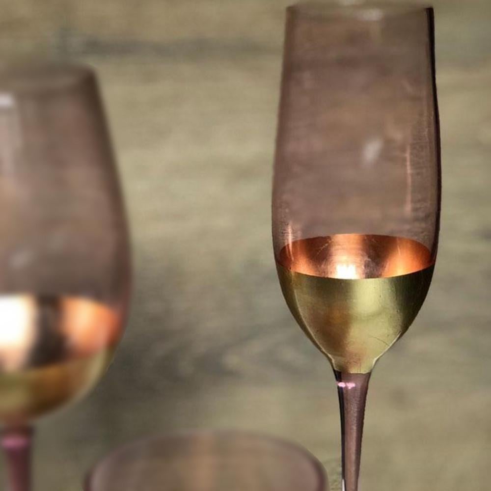 Бокал для шампанського із золотим обідком 250 мл Рожеве золото (21-AT10239) - фото 5