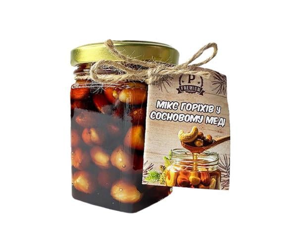 Мед сосновий з горішками 196 мл (honey-01)
