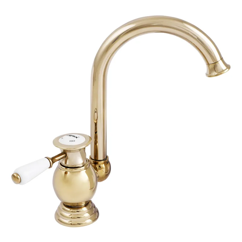 Смеситель для умывальника Zerix Z7017-4 из силумина Золотой (ZX0543)