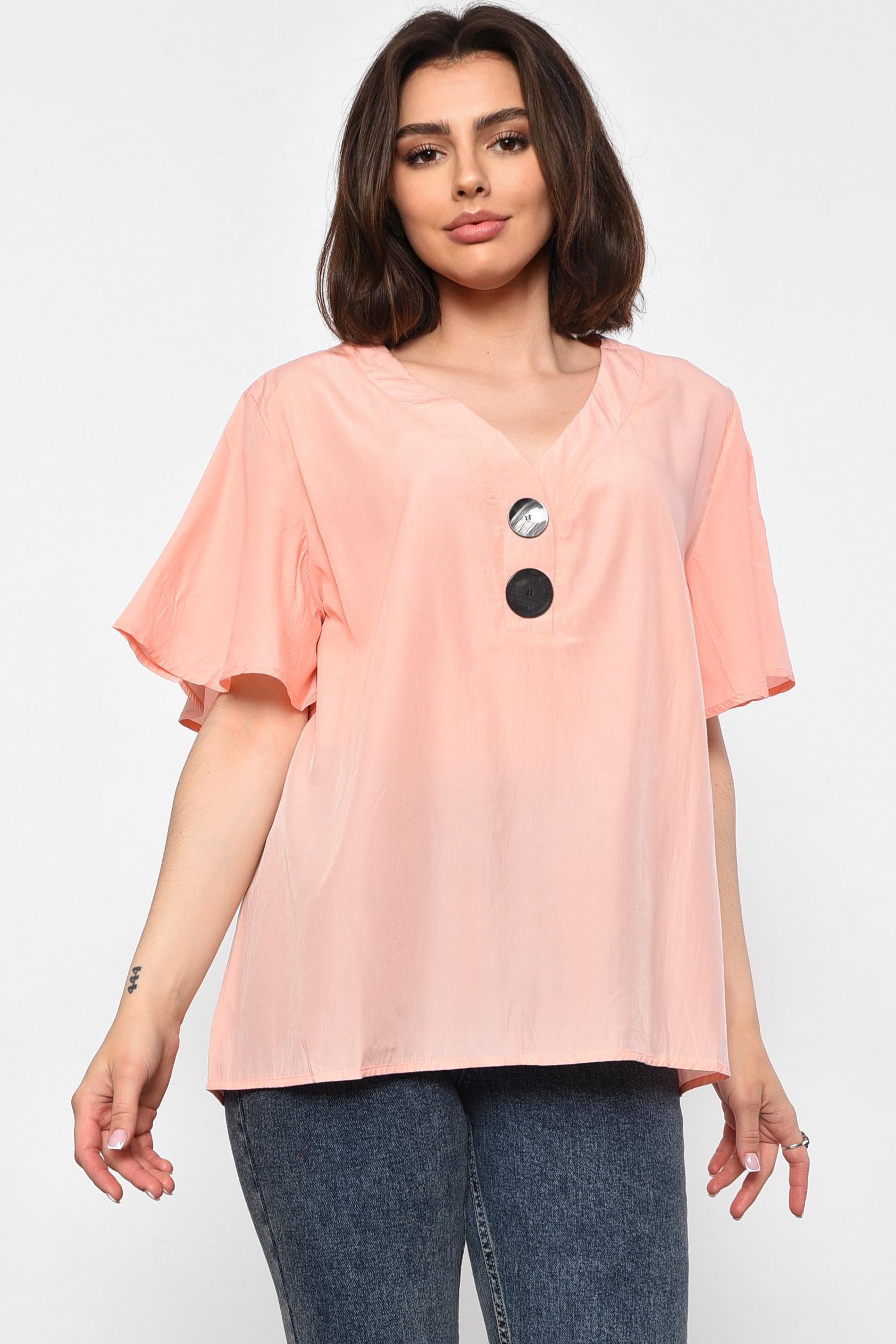 Блуза женская с коротким рукавом р. 48 Персиковый (176193)