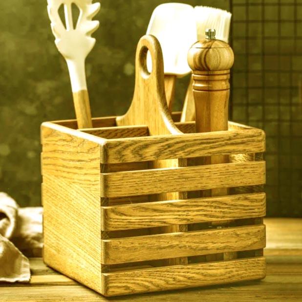 Подставка для столовых приборов из дерева Камбия Карри (Псп-008303)