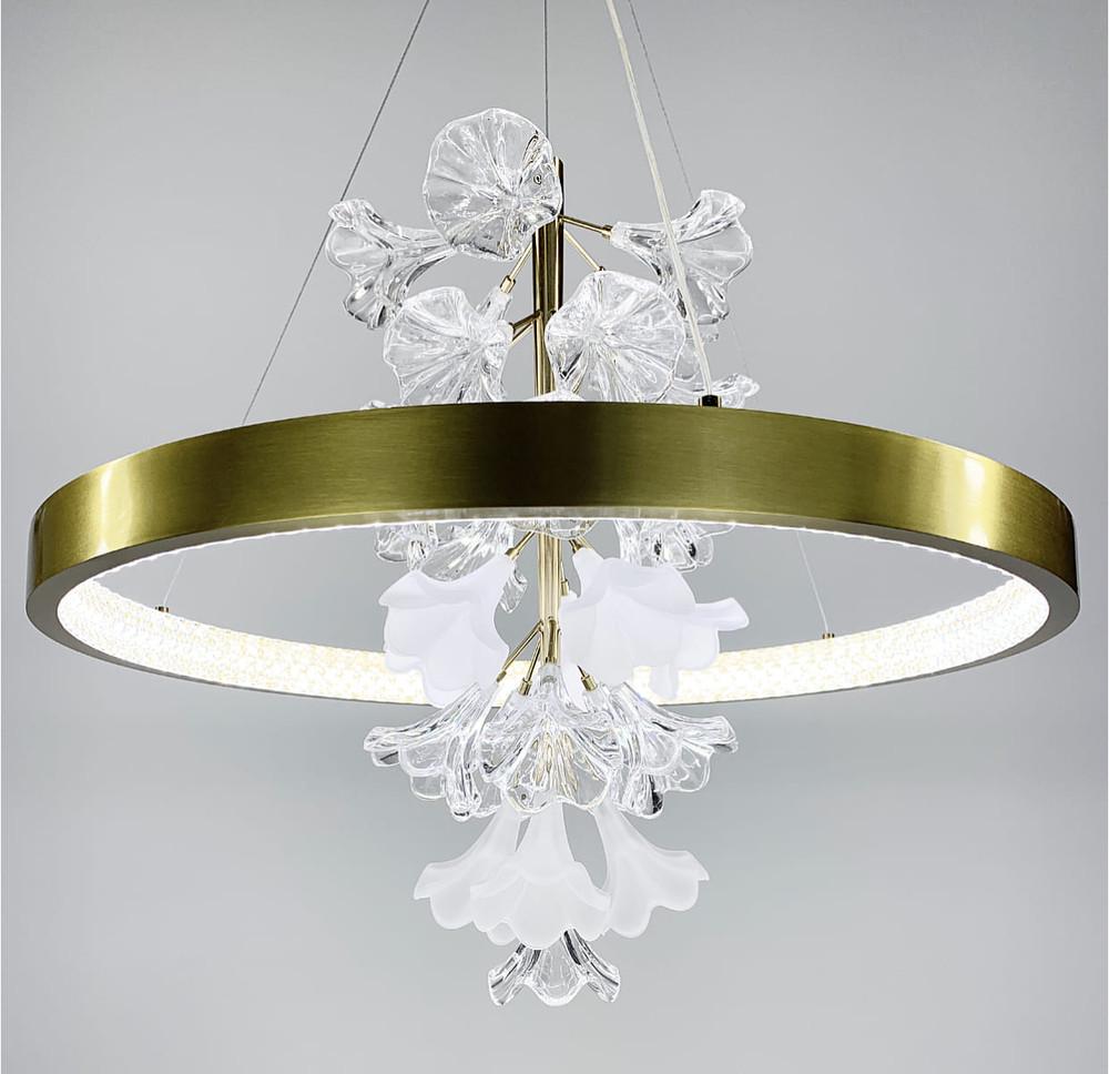 Люстра світлодіодна із ніжними квітами Ø 40 см Латунь (D 9001) - фото 4