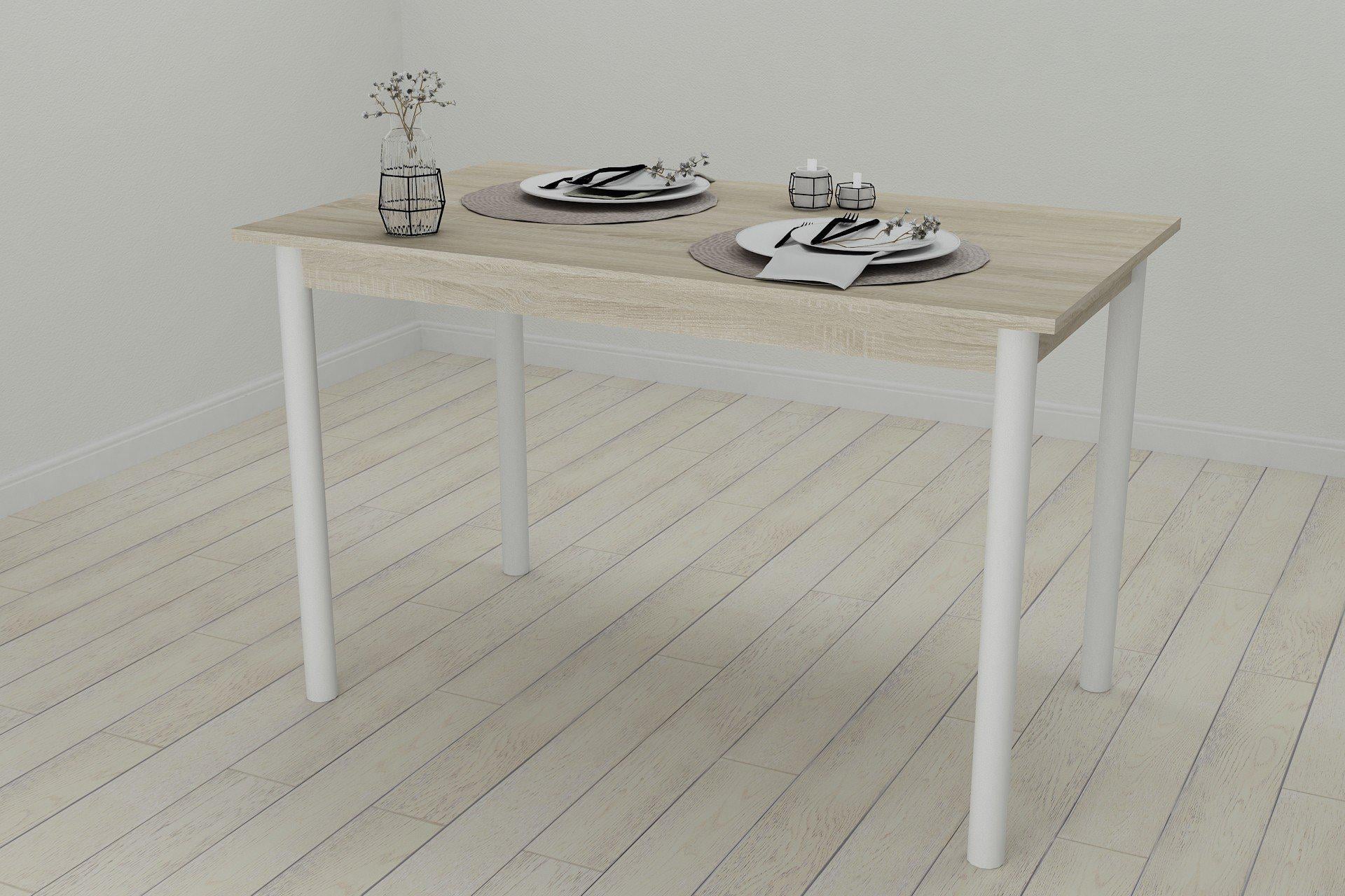 Стол кухонный Ferrum-decor Benita металл/ДСП 16 мм 75x120x70 см Белый/Дуб сонома (FRD-106276)