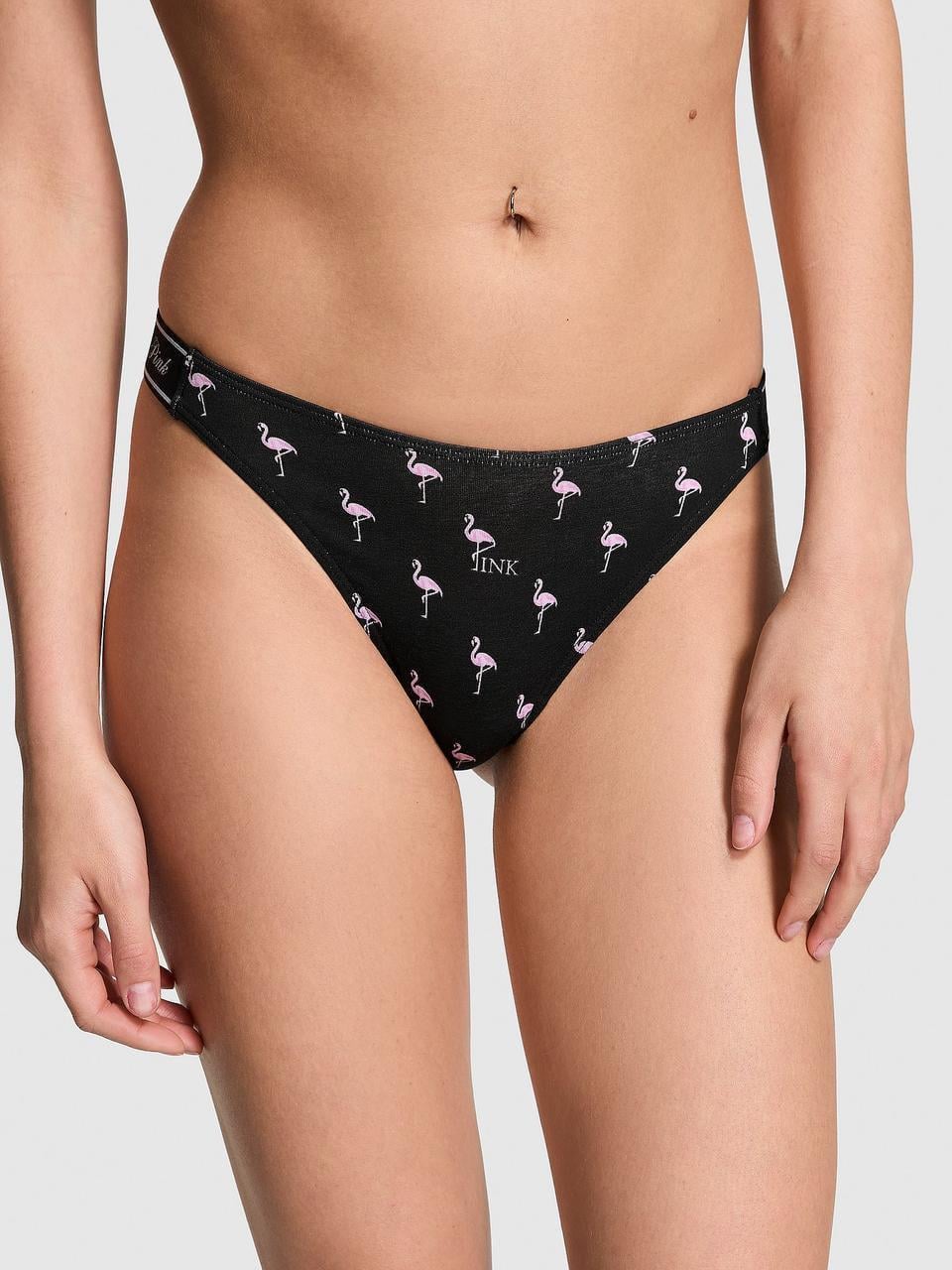 Трусики женские Victoria's Secret LOGO COTTON HIGH-LEG принт Фламинго XS Черный (2287088153)