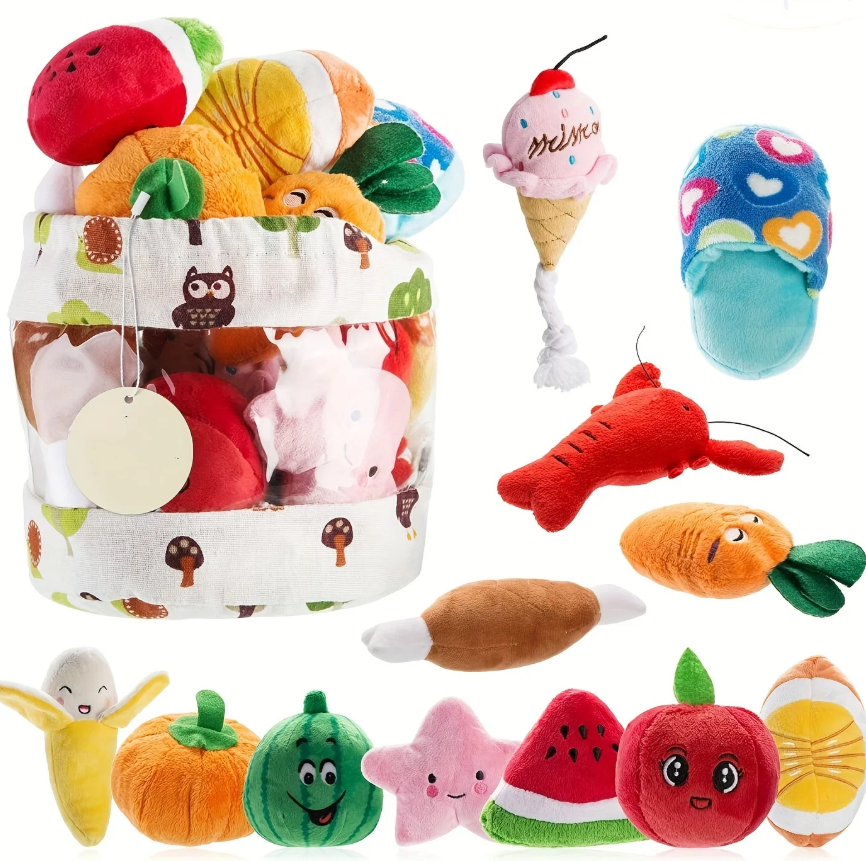 Набор плюшевых игрушек с пищалками для собак/12 шт. Набор плюшевых игрушек с пищалками для собак/12 шт.