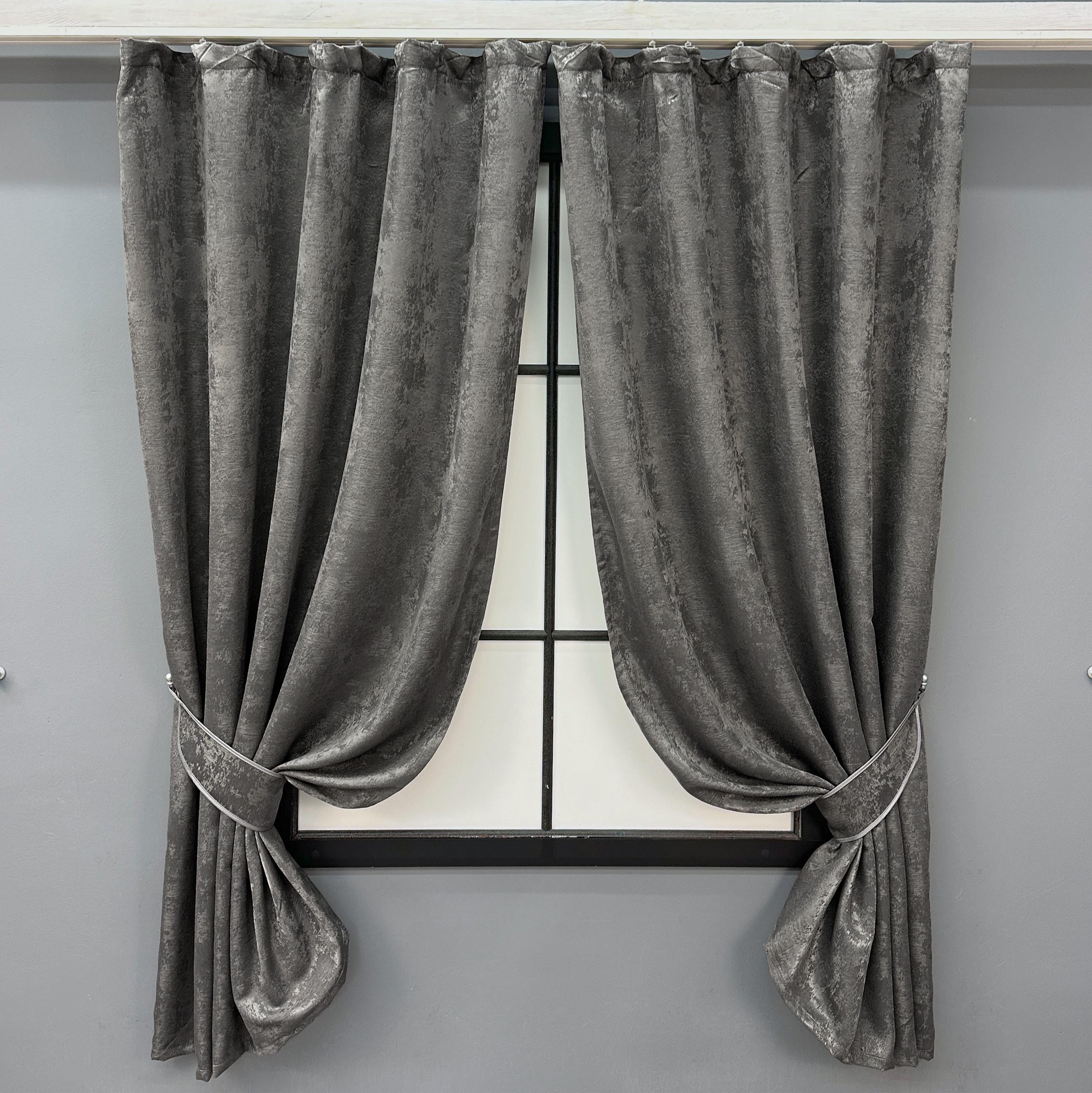 Комплект коротких штор VR-Textil Sultan XO № 1558ш жаккард 130х170 см 2 шт. Темно-серый (35-0350)