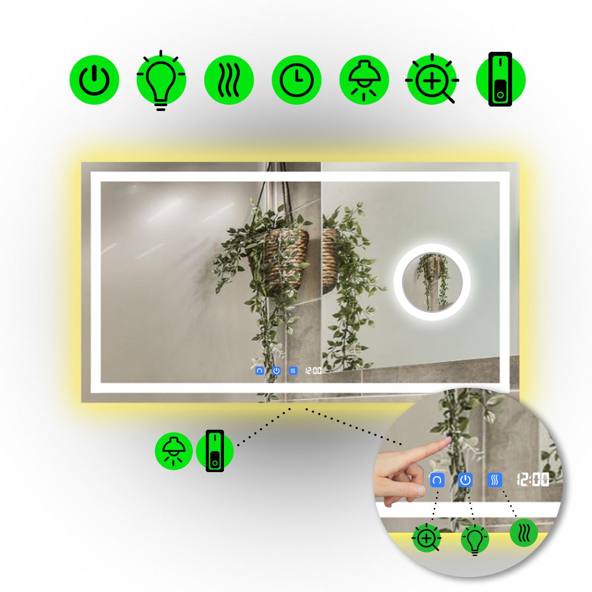 Зеркало с LED подсветкой Karnet с тремя сенсорами/часами и механическим включателем 80x60 см (Karnet/800x600/6191-15/21/1) Зеркало с LED подсветкой Karnet с тремя сенсорами/часами и механическим включателем 80x60 см (Karnet/800x600/6191-15/21/1)