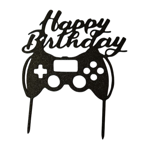 Топпер для торта Джойстик Happy Birthday Чорний (799)