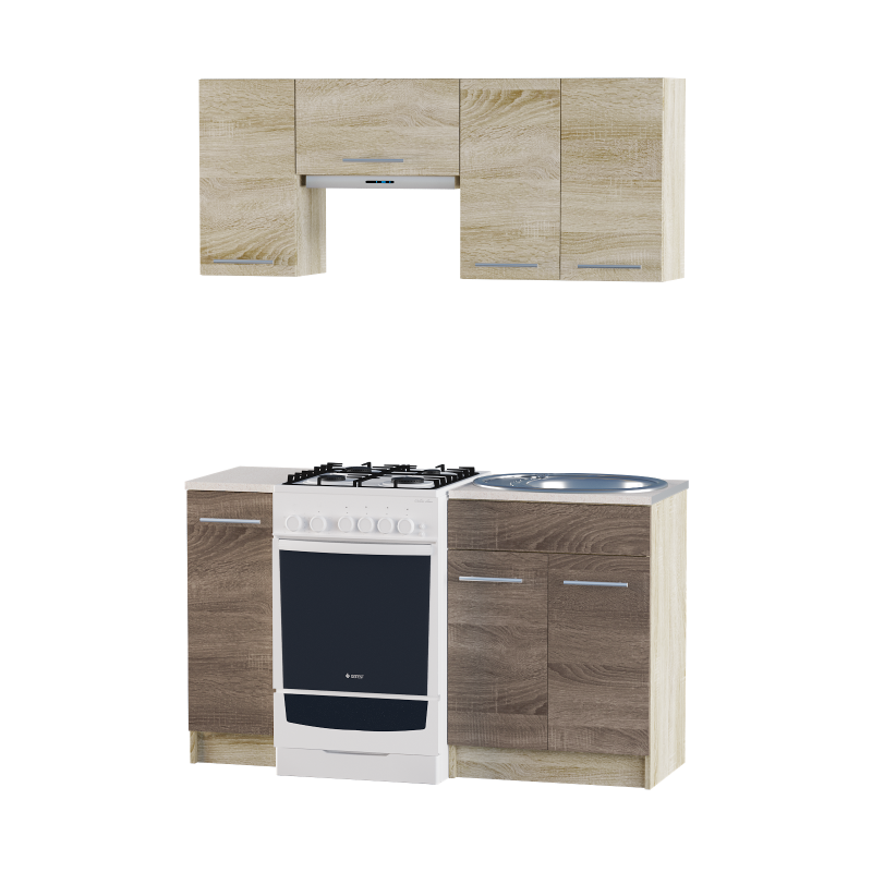 Кухня Еверест ЭКО-1402 со столешницей 1,4 м Сонома/Трюфель (ЕК-27109.01)