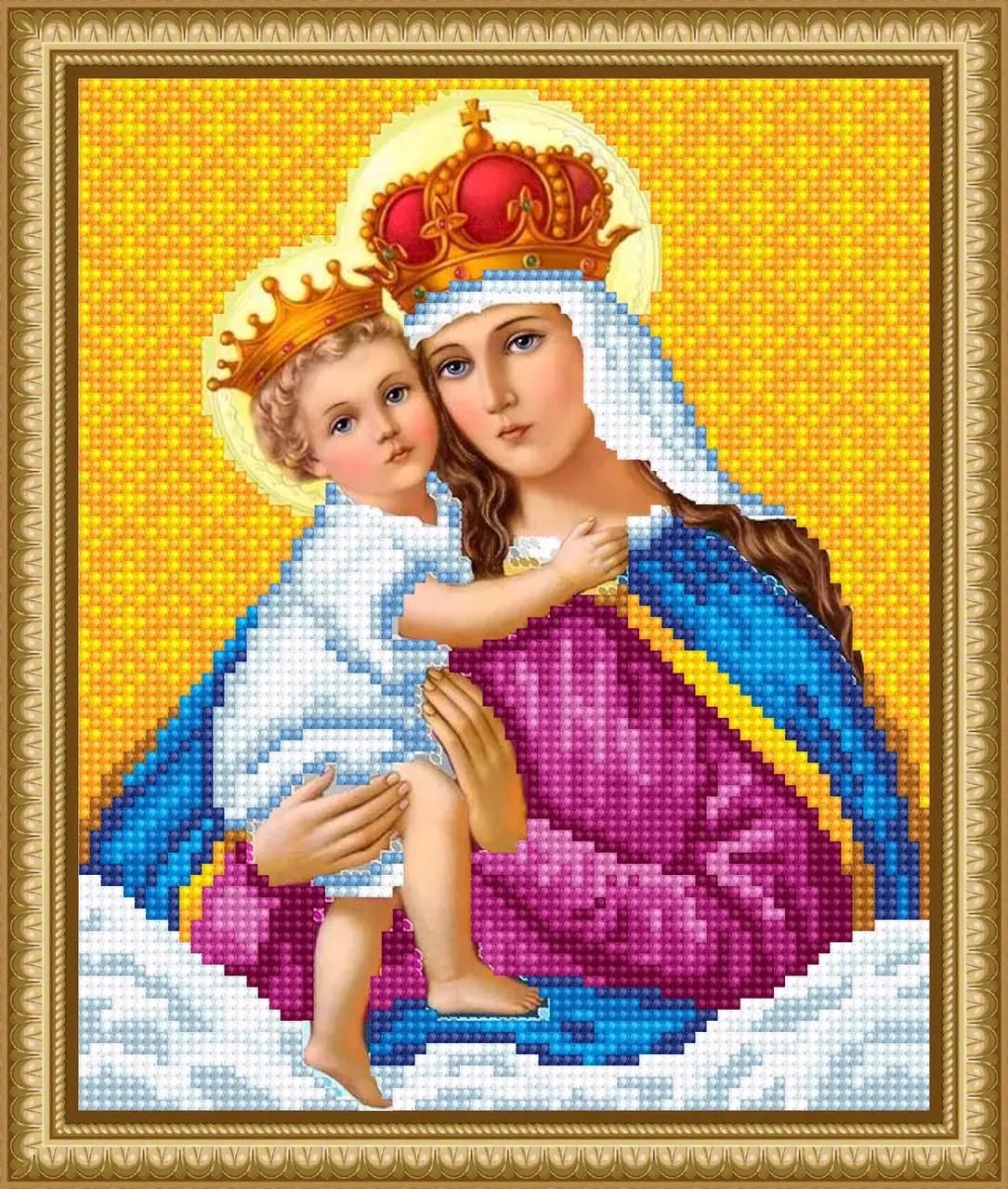 Алмазная вышивка Икона Мадонна с младенцем полная выкладка 5D 23x30 см (1840051366)