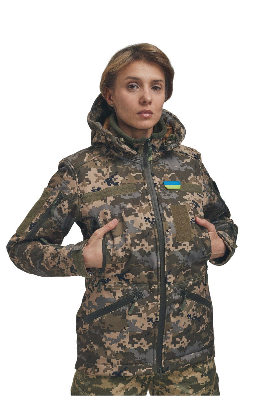 Куртка-трансформер женская зимняя FS Soft Shell 2в1 S Пиксель (АРТ.0821-7-S)