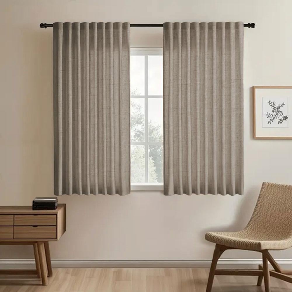 Тюль коротка Pivdenne Naturelstons льон 140х170 см 2 шт. Мокко (20107-170-2)