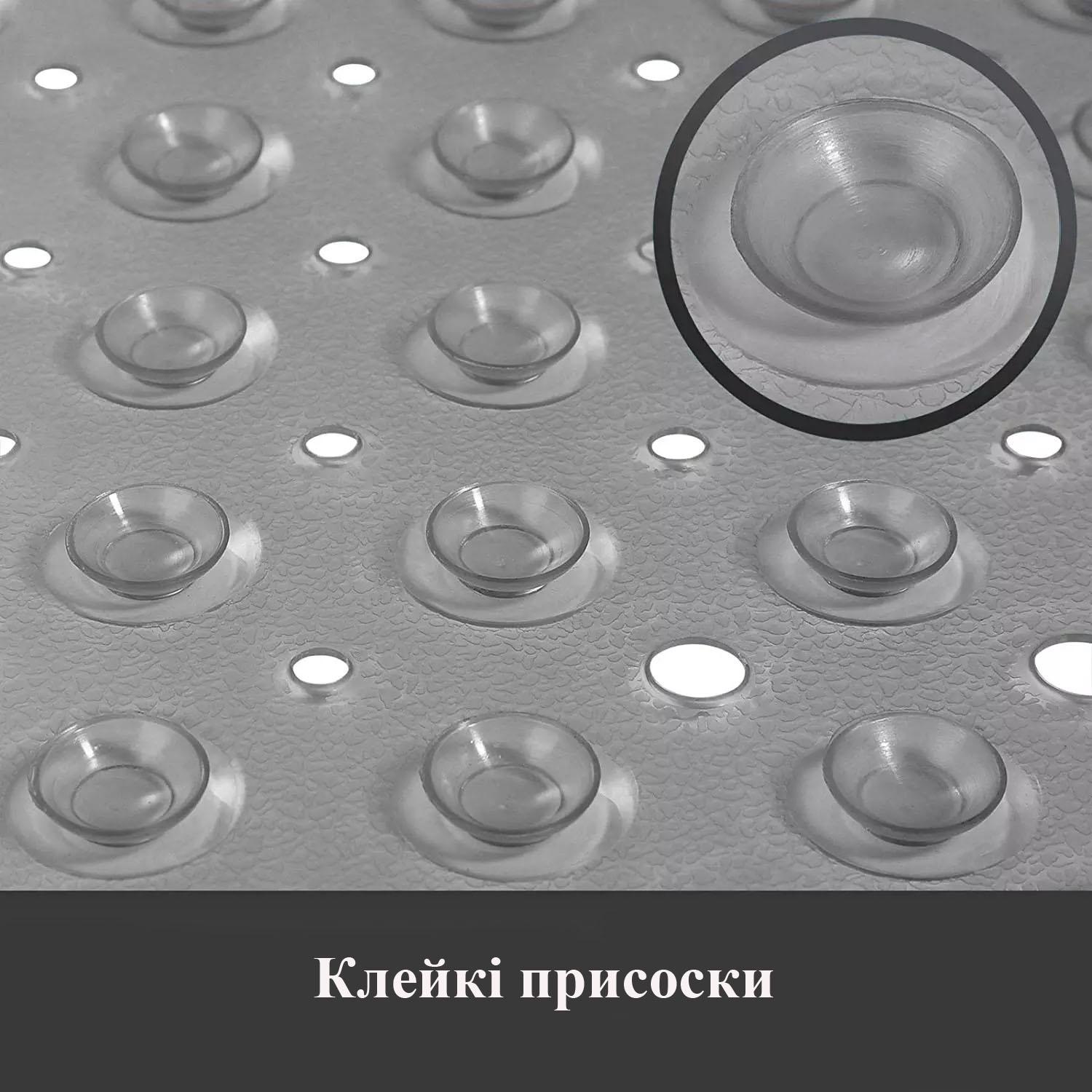 Килимок для ванни силіконовий нековзний Bathlux на присосках 52х53 см Сірий - фото 2