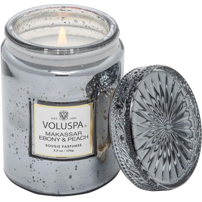 Свеча ароматическая Voluspa Vermeil Makassar Ebony & Peach 156 г стакан с крышкой (111004550)