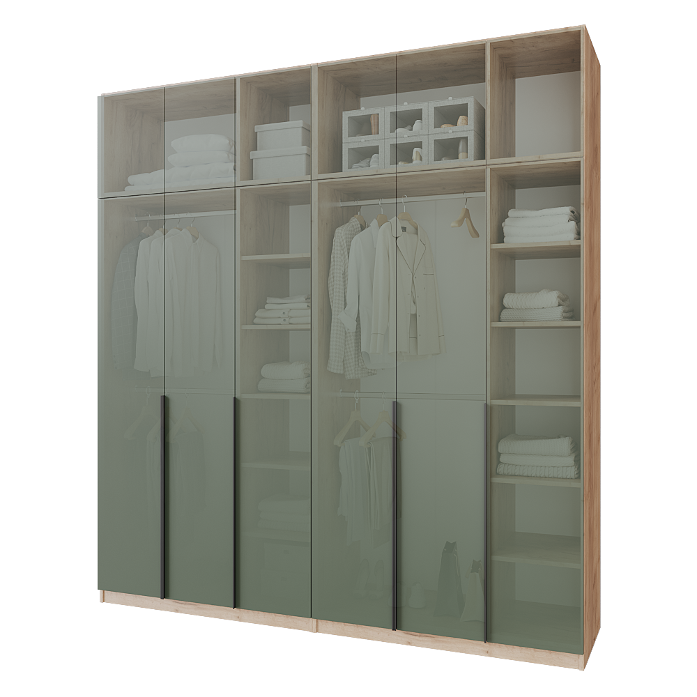 Шафа розпашна з антресолью Меблітренд Чиназес Чиа-2400.5 2400х500х2550 мм Дуб крафт золотий/Зелений димчастий (26890332) - фото 3 Шафа розпашна з антресолью Меблітренд Чиназес Чиа-2400.5 2400х500х2550 мм Дуб крафт золотий/Зелений димчастий (26890332) - фото 3