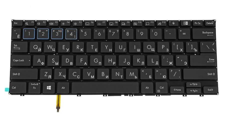 Клавиатура для ноутбука Asus B7402 series rus без фрейма/подсветки клавиш Black (170008)