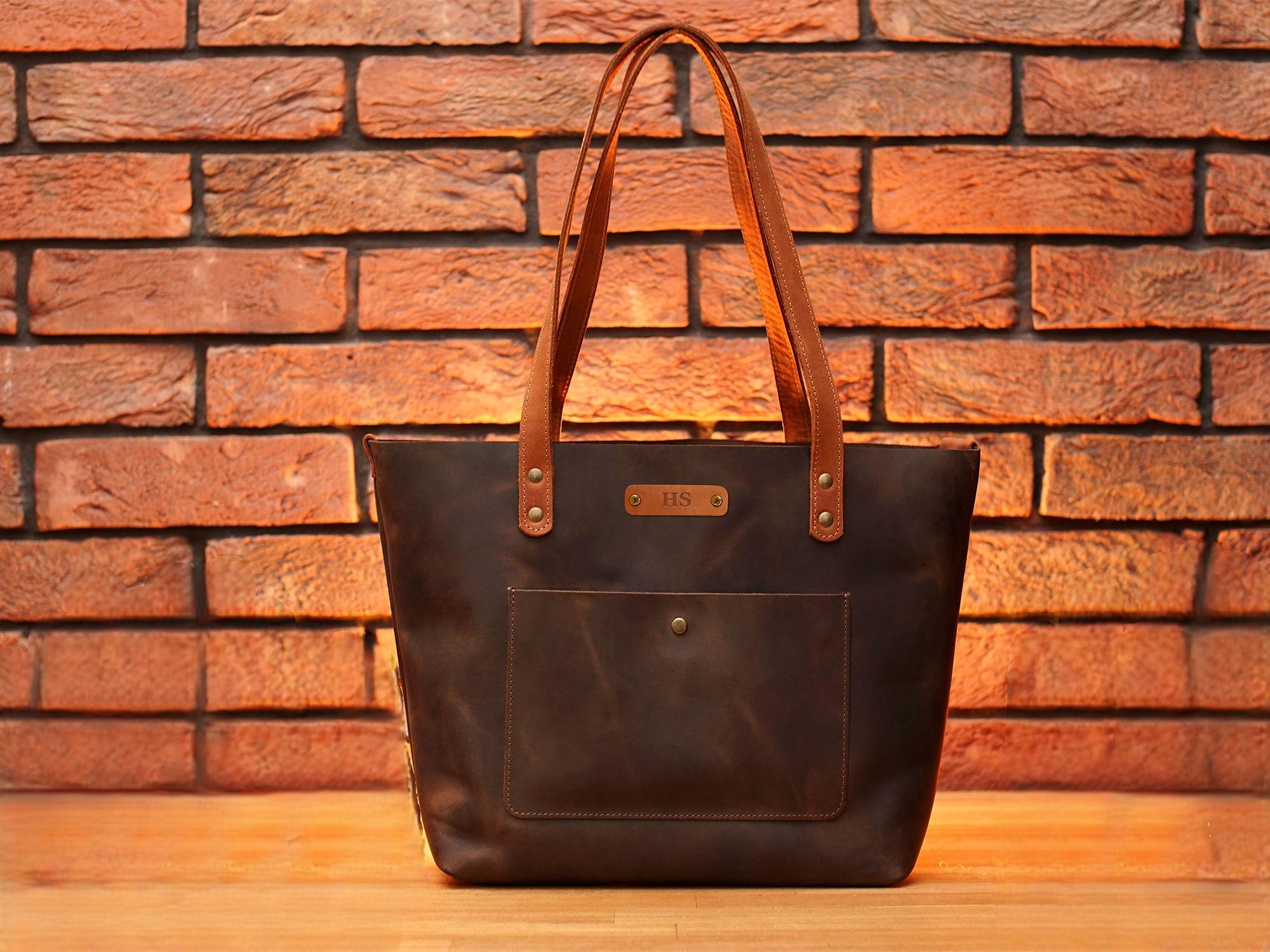 Сумка Tote Crazy двокольорова без блискавки M Темно-коричневий (266)