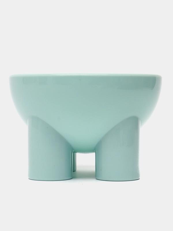 Миска для кошек пластиковая приподнятая на ножках правильной формы глубокая 13x13x7,5 см Бирюзовый (D-0164) - фото 4